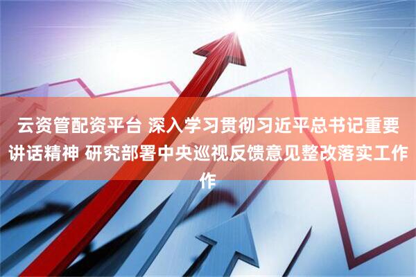 云资管配资平台 深入学习贯彻习近平总书记重要讲话精神 研究部署中央巡视反馈意见整改落实工作